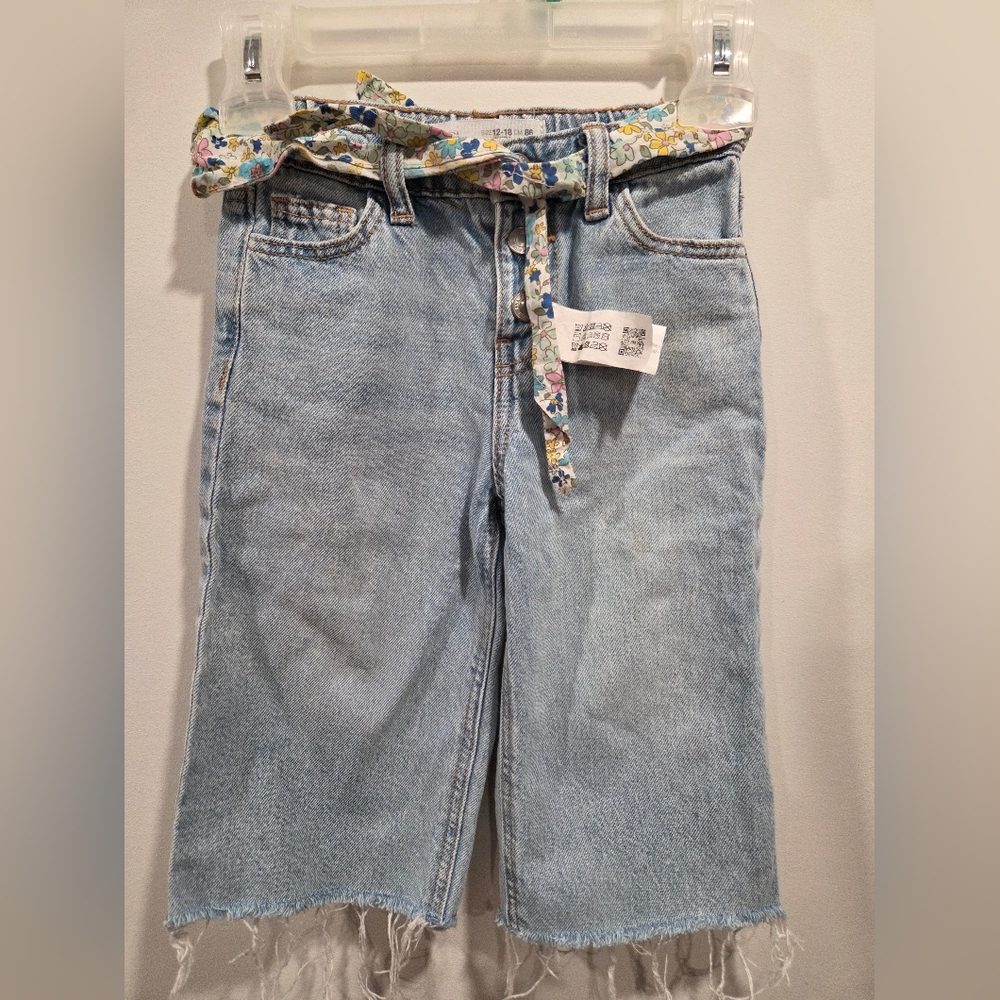 Zara Kids; Girl Size 12-18M  Floral Belted Jeans